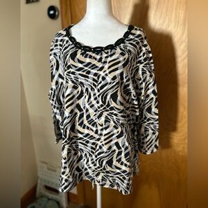 Animal Print Top with Black Trim